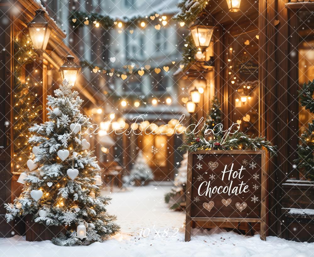 Kate Christmas Hot Chocolate Shop Bokeh Backdrop Designed by Emetselch -UK