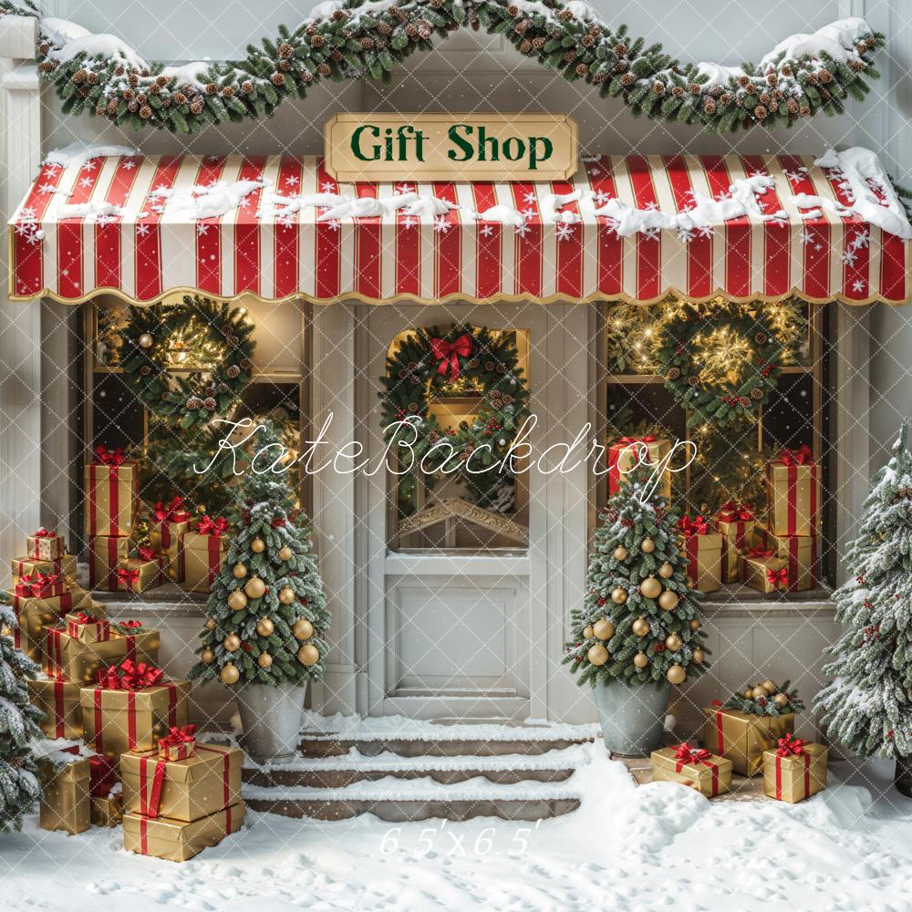 Kate Christmas Gift Shop Snow Backdrop Designed by Emetselch -UK