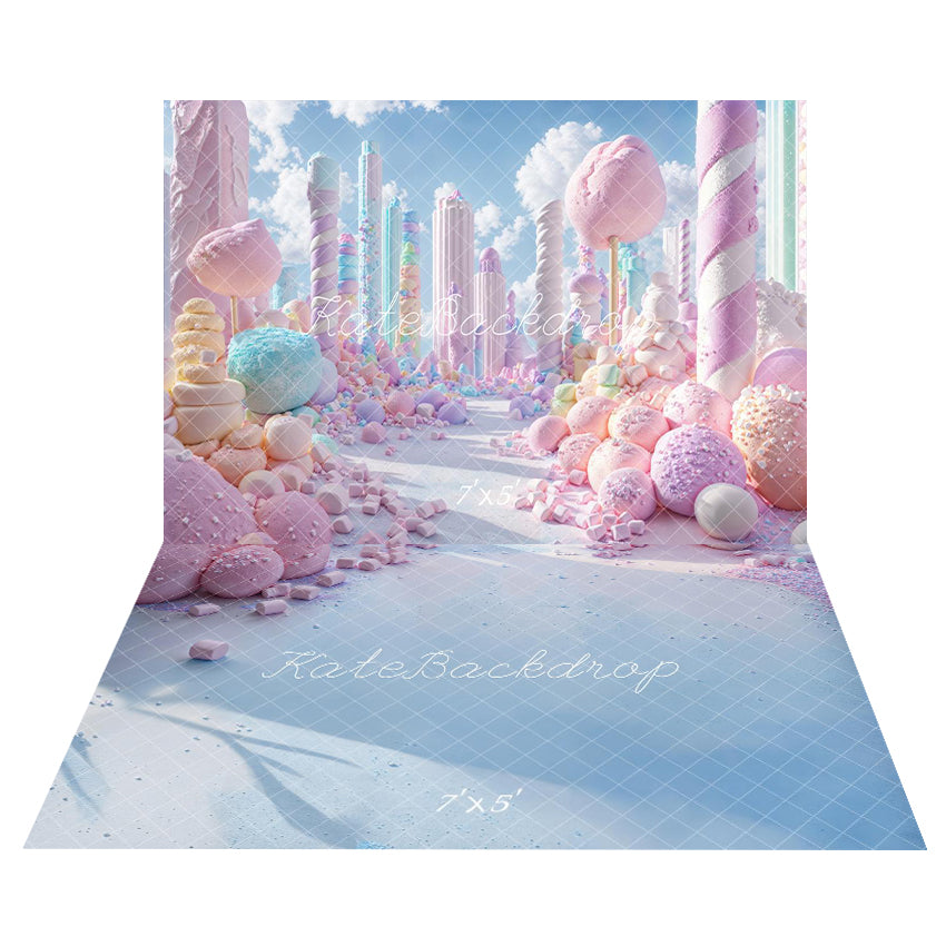 Kate Fantasy Candyland Pastel Lollipop Backdrop+Pink Marshmallow Floor Backdrop -UK