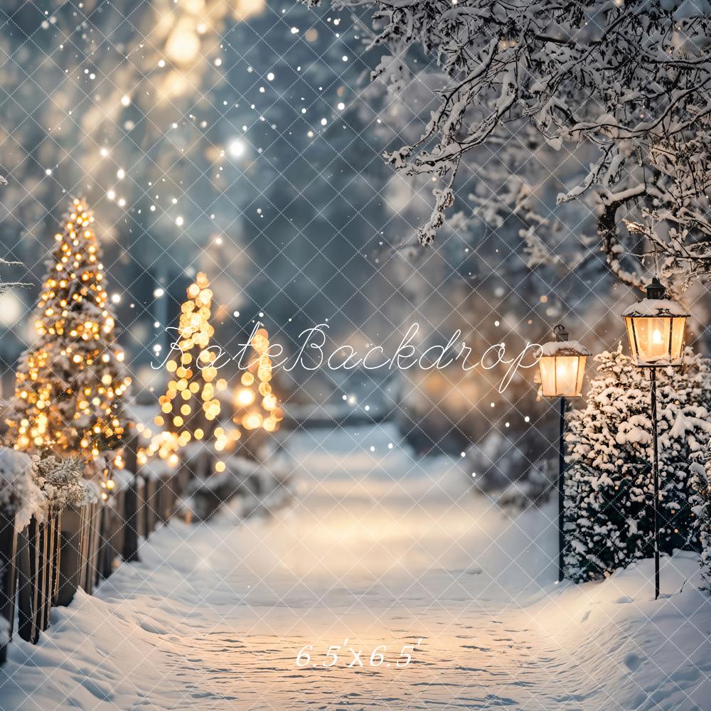 Kate Christmas Tree Lights Winter Snowy Path Backdrop Designed by Emetselch -UK