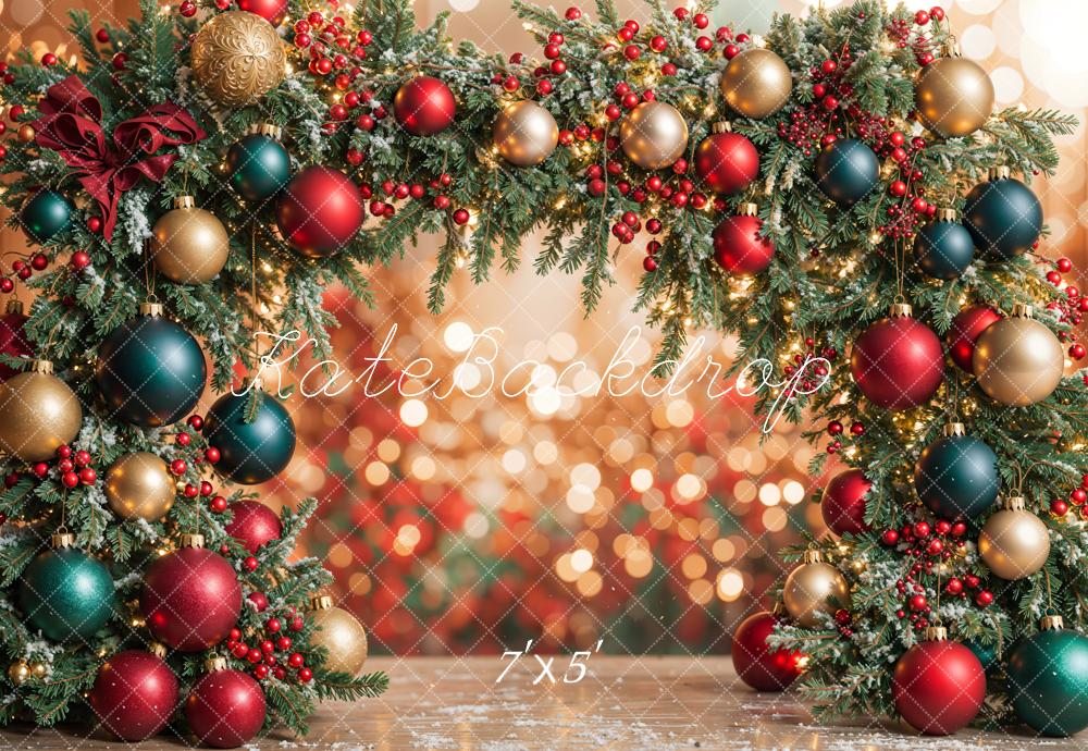 Lightning Deals Kate Colorful Christmas Ornament Arch Bokeh Backdrop Designed by Emetselch -UK