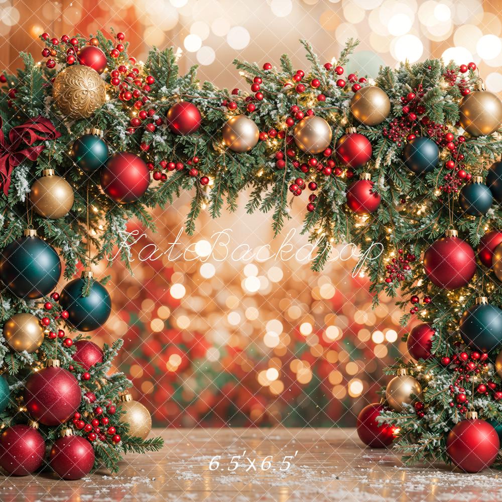 Lightning Deals Kate Colorful Christmas Ornament Arch Bokeh Backdrop Designed by Emetselch -UK