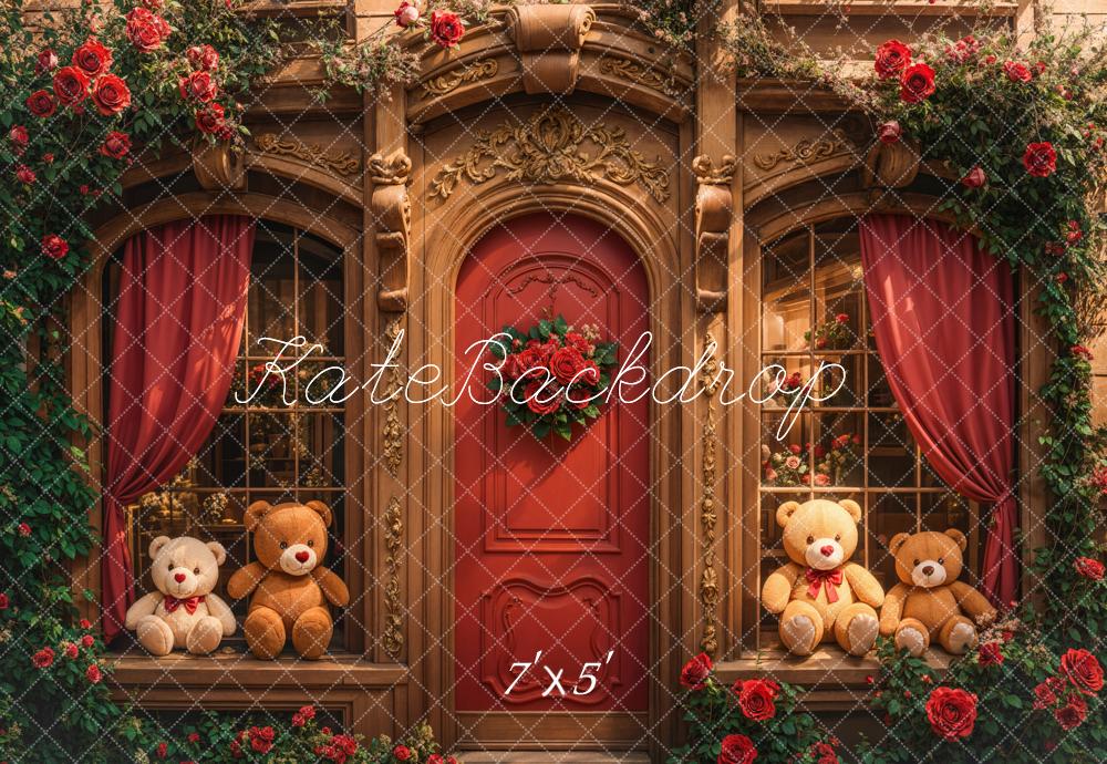 Lightning Deals Kate Teddy Bear Retro Roses Door Backdrop Designed by Emetselch -UK