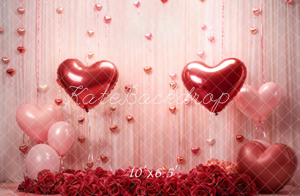 Kate Valentine Hearts Roses Balloons Backdrop Designed by Emetselch -UK