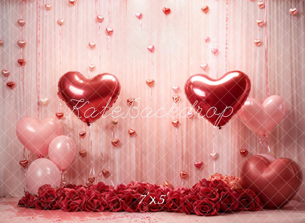 Kate Valentine Hearts Roses Balloons Backdrop Designed by Emetselch -UK