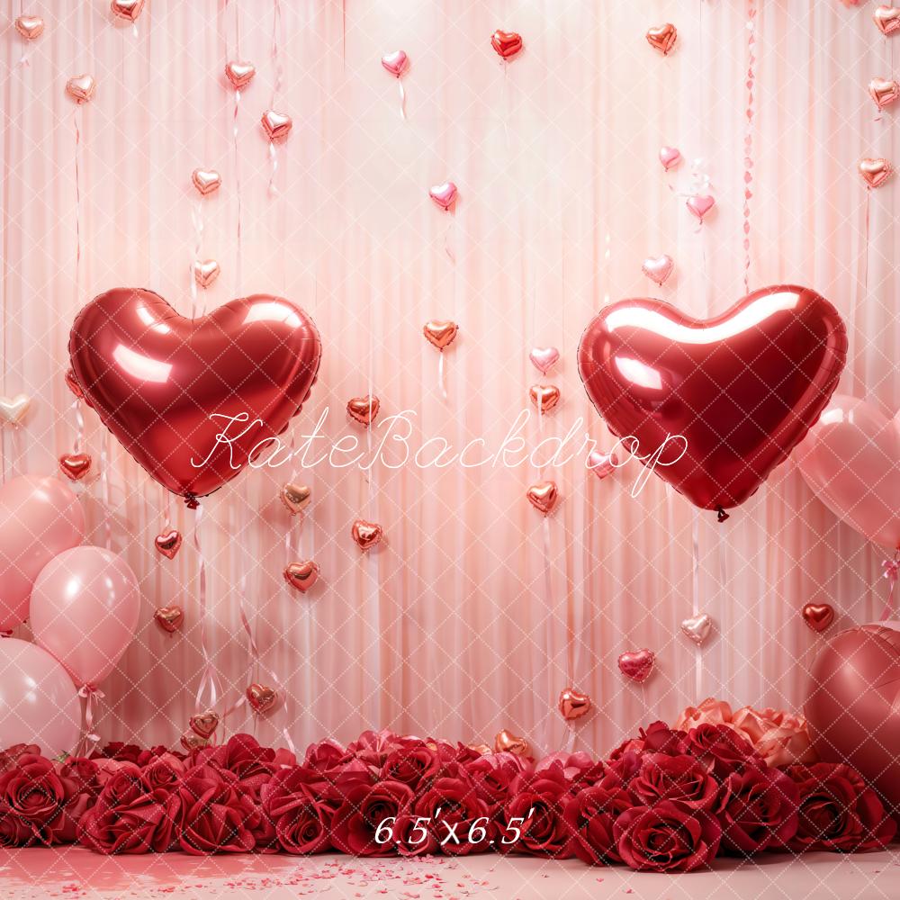 Kate Valentine Hearts Roses Balloons Backdrop Designed by Emetselch -UK