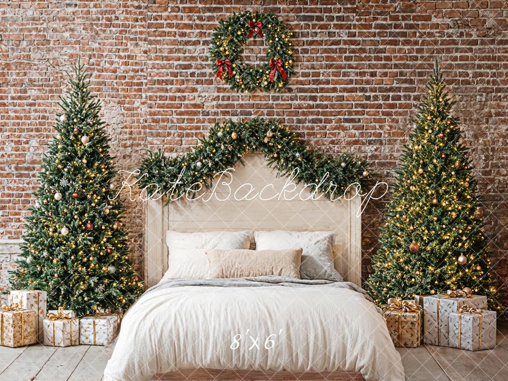 Kate Christmas Bedroom Headboard Brick Wall Backdrop Designed by Emetselch -UK