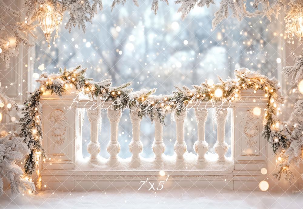 Kate Winter Snowy Balcony White Backdrop Designed by Emetselch -UK