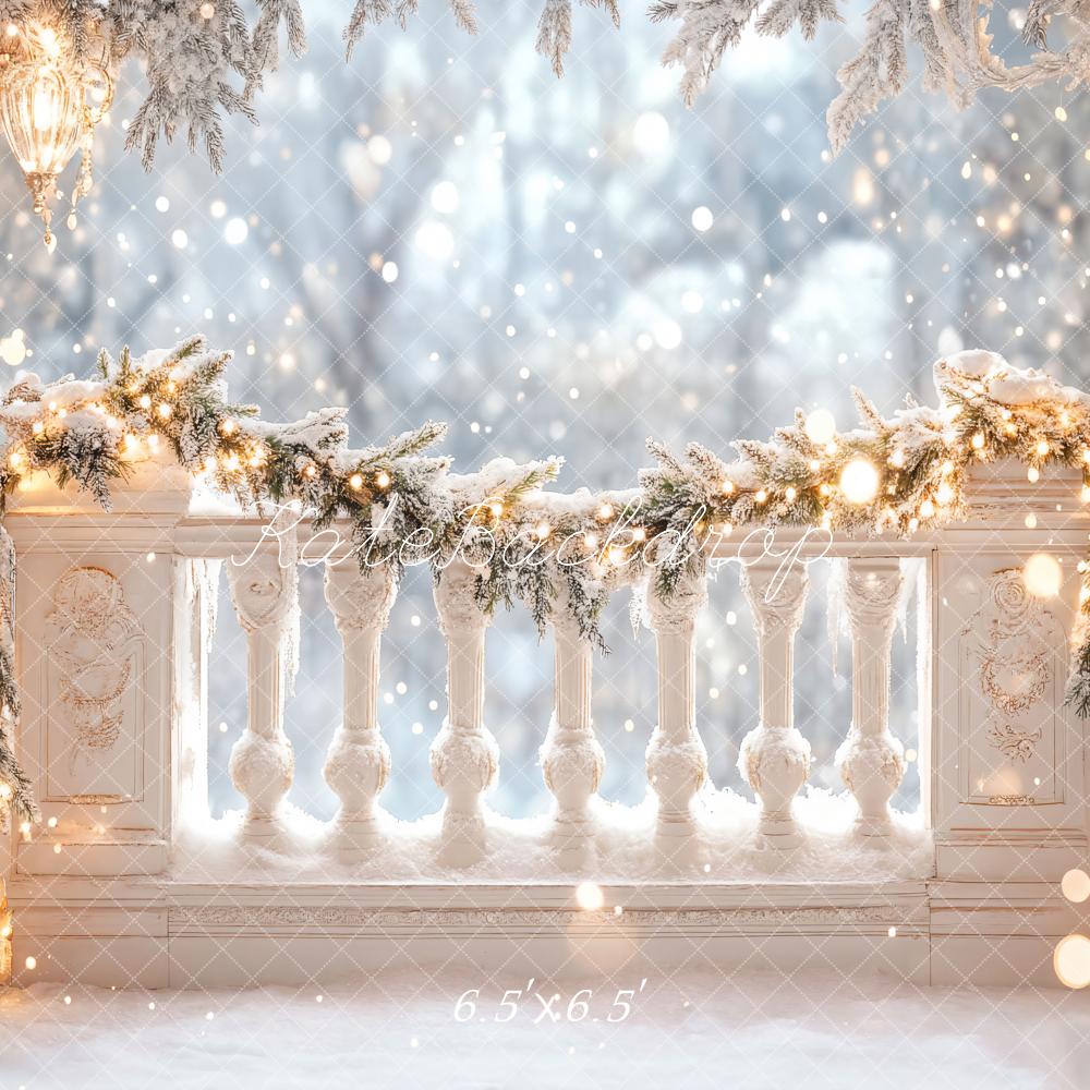 Kate Winter Snowy Balcony White Backdrop Designed by Emetselch -UK