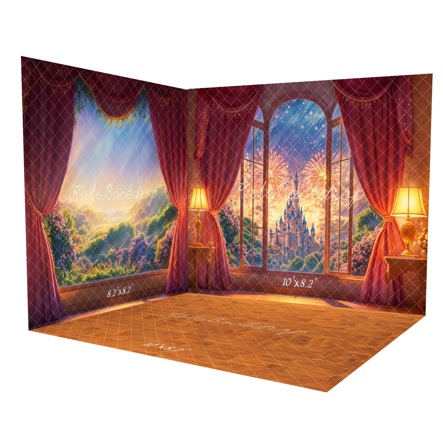 Kate Fantasy Castle Window Fireworks Backdrop Room Set -UK