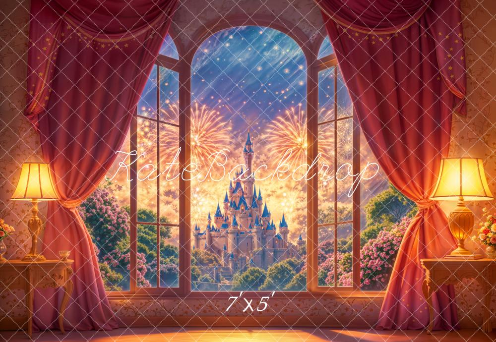 Kate Fantasy Castle Window Fireworks Backdrop Designed by Emetselch -UK