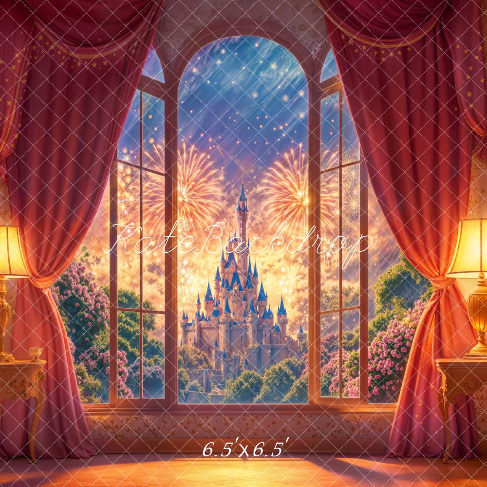 Kate Fantasy Castle Window Fireworks Backdrop Designed by Emetselch -UK