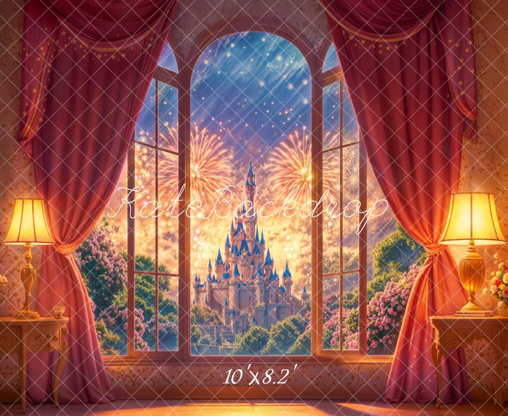 Kate Fantasy Castle Window Fireworks Backdrop Designed by Emetselch -UK