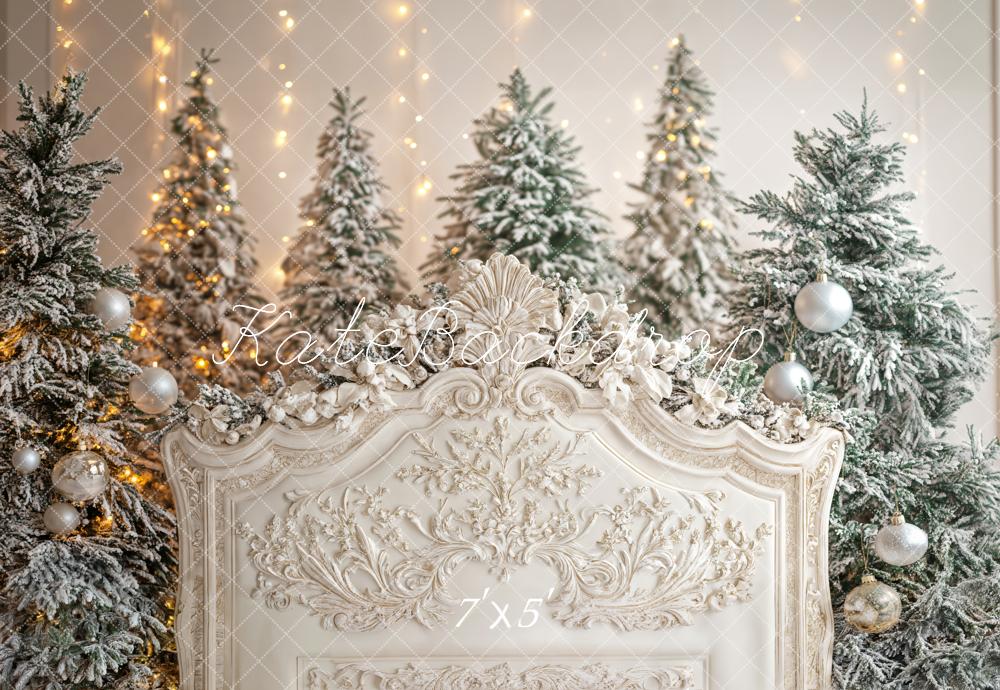 Kate Christmas Snowy Trees Headboard Backdrop Designed by Emetselch -UK