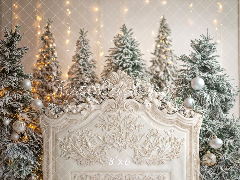 Kate Christmas Snowy Trees Headboard Backdrop Designed by Emetselch -UK