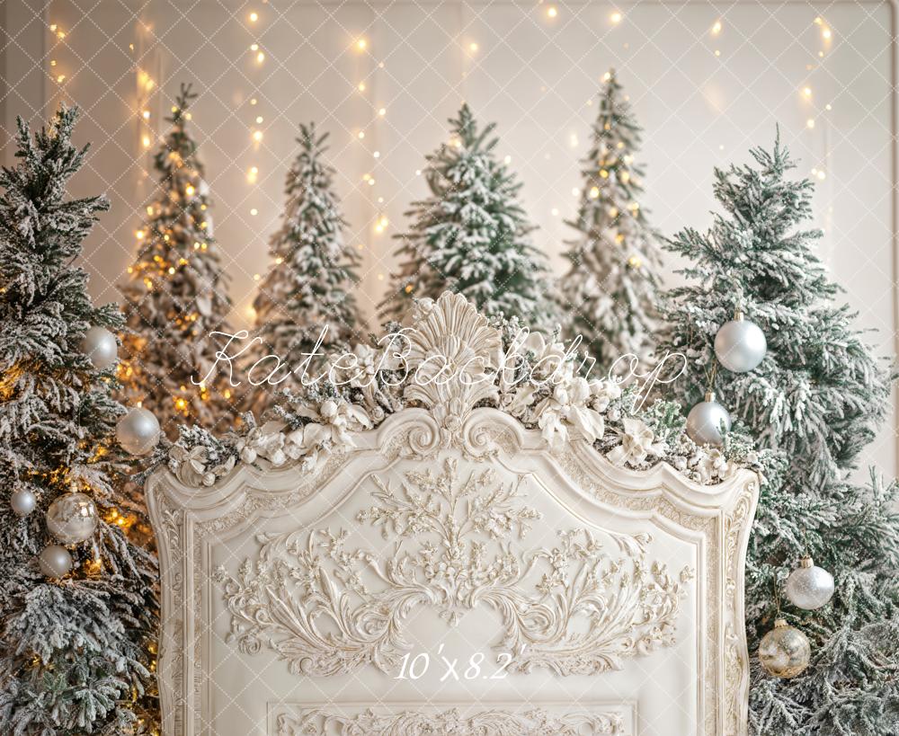 Kate Christmas Snowy Trees Headboard Backdrop Designed by Emetselch -UK