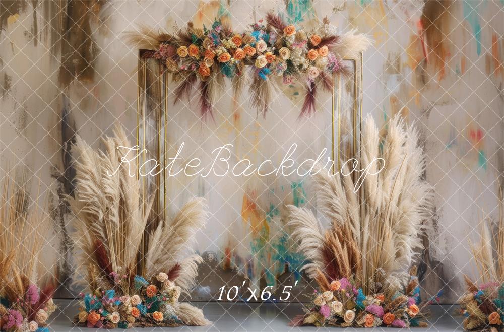 Kate Boho Flower Pampas Backdrop Designed by Mini MakeBelieve -UK