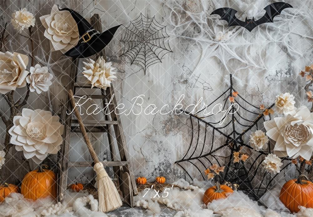 Kate Halloween Spooky Pumpkins Spiderweb Backdrop Designed by Mini MakeBelieve -UK