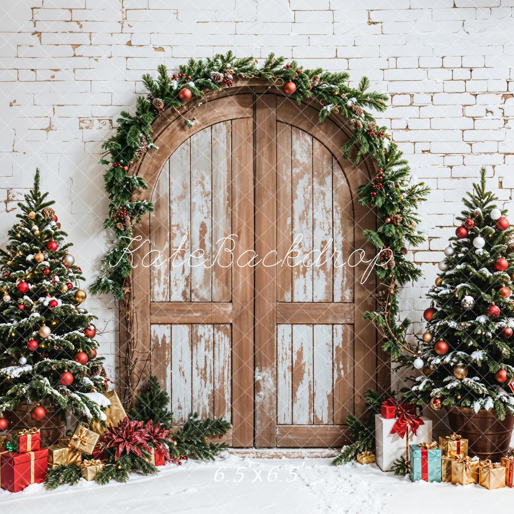 Kate Christmas Wooden Door Tree Garland Backdrop Designed by Emetselch