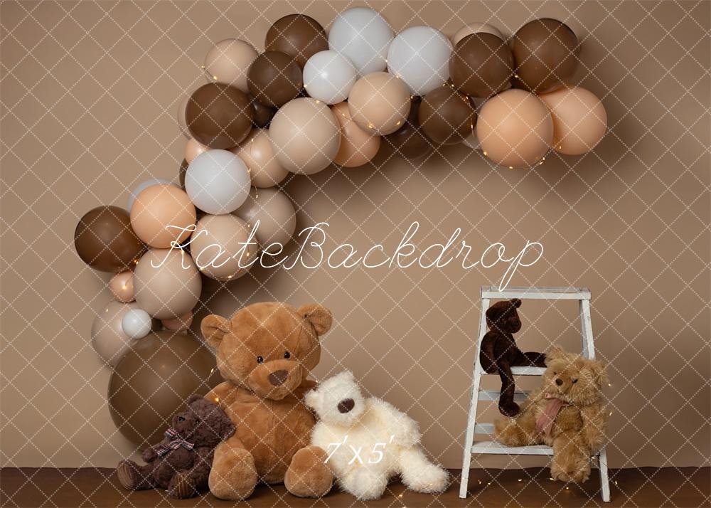 Kate Teddy Bear Cake Smash Balloon Arch Backdrop Designed by Erin Larkins