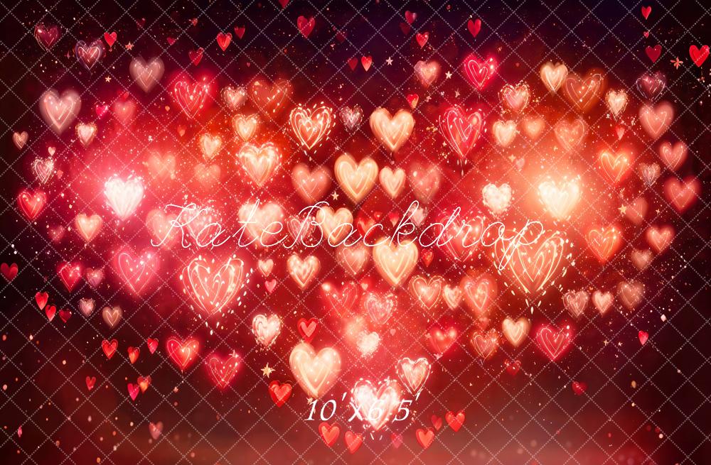 Kate Valentine's Day Heart Bokeh Red Backdrop Designed by Emetselch -UK