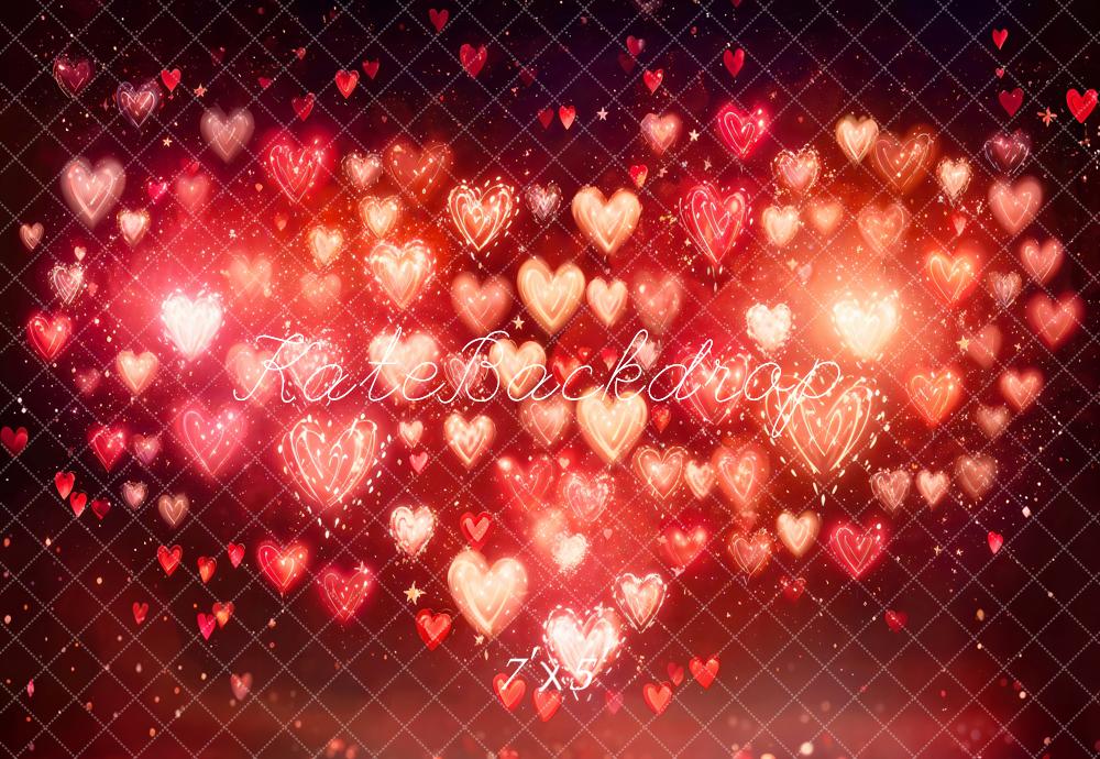 Kate Valentine's Day Heart Bokeh Red Backdrop Designed by Emetselch -UK