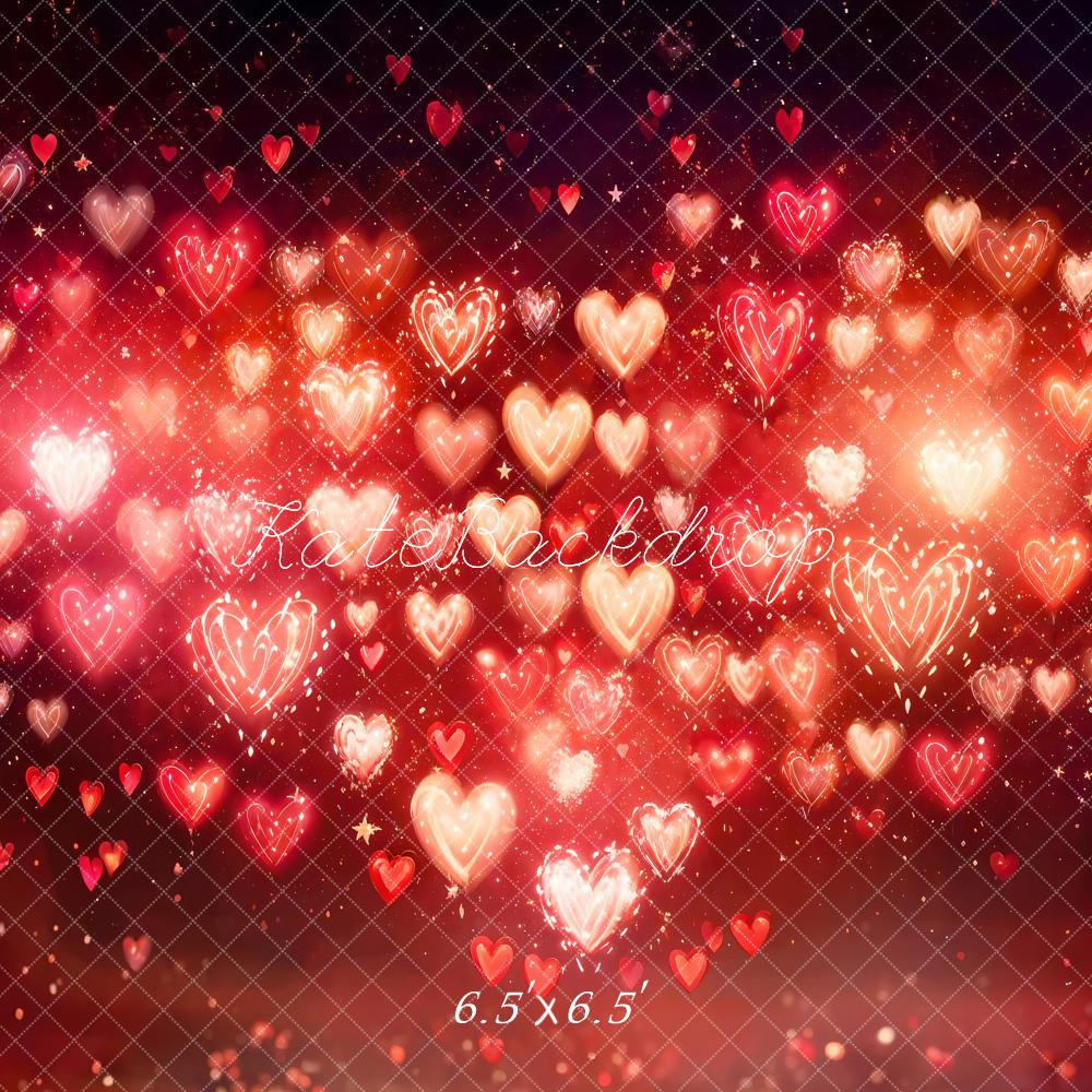 Kate Valentine's Day Heart Bokeh Red Backdrop Designed by Emetselch -UK