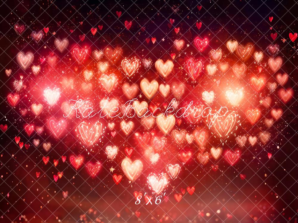 Kate Valentine's Day Heart Bokeh Red Backdrop Designed by Emetselch -UK