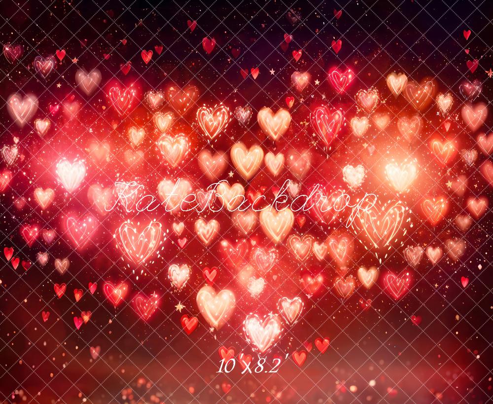 Kate Valentine's Day Heart Bokeh Red Backdrop Designed by Emetselch -UK