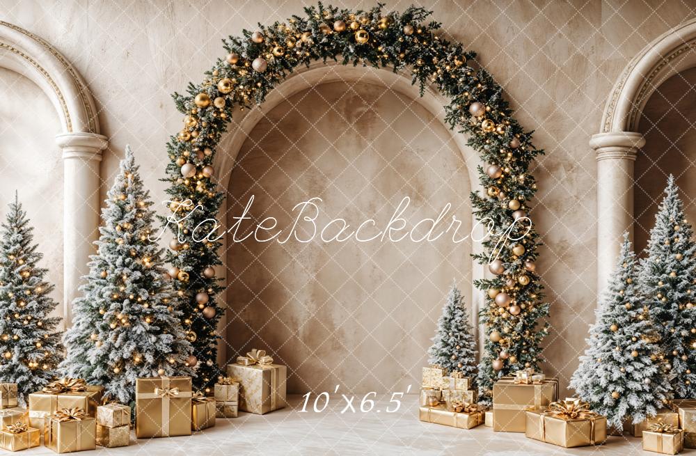 Kate Christmas Tree Arch Golden Gifts Backdrop Designed by Emetselch