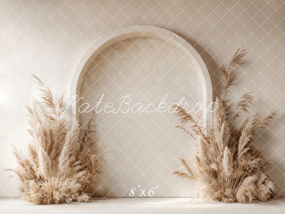 Kate Boho Arch Pampas Grass Fleece Backdrop Designed by Emetselch