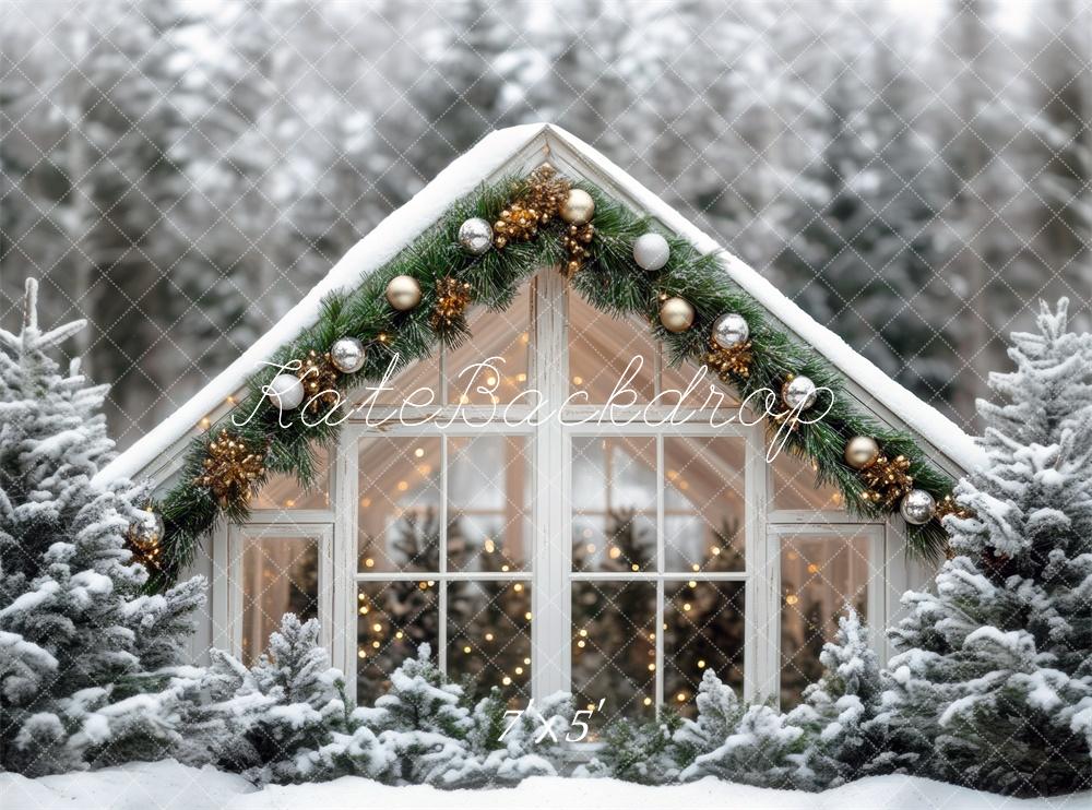 Kate Christmas Snowy Greenhouse Backdrop Designed by Mini MakeBelieve