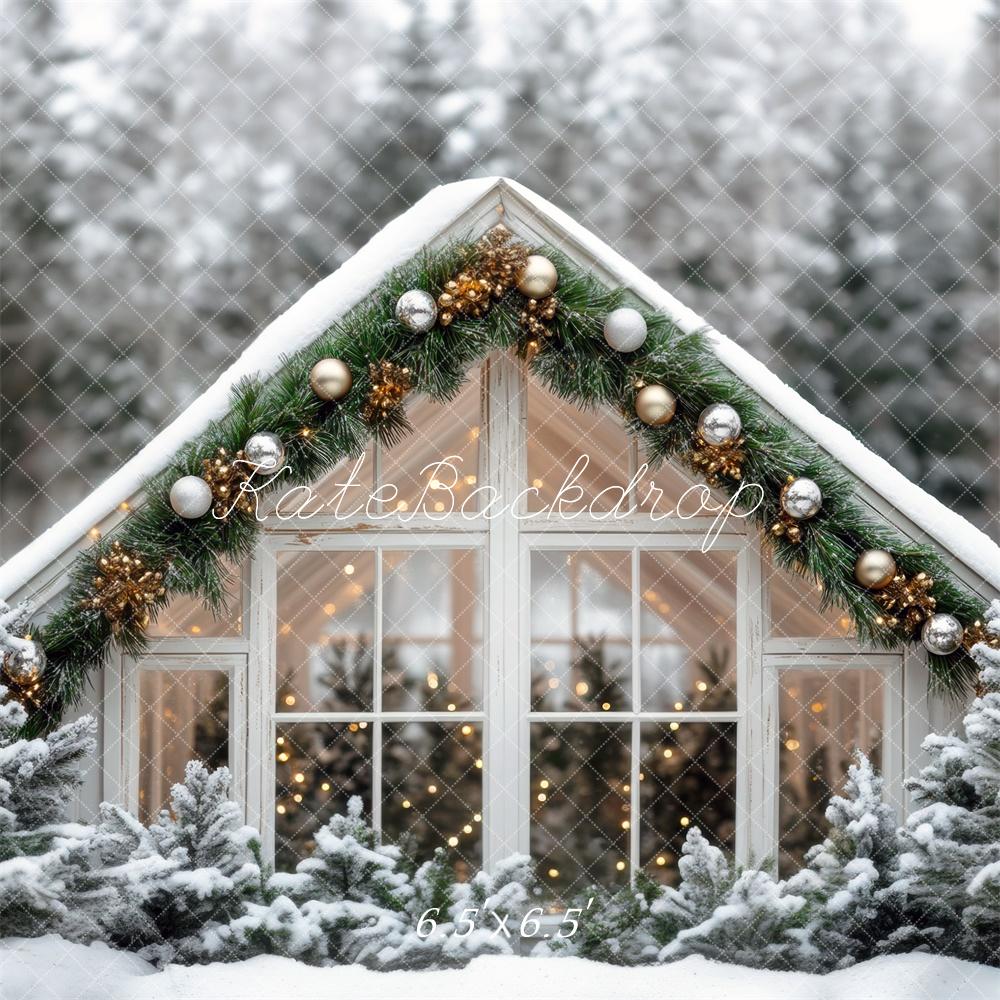 Kate Christmas Snowy Greenhouse Backdrop Designed by Mini MakeBelieve