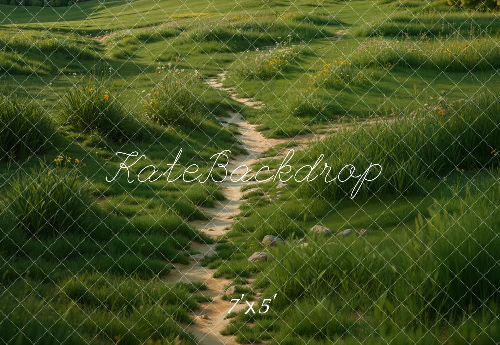 Kate Spring Lush Grass Pathway Floor Backdrop Designed by Emetselch