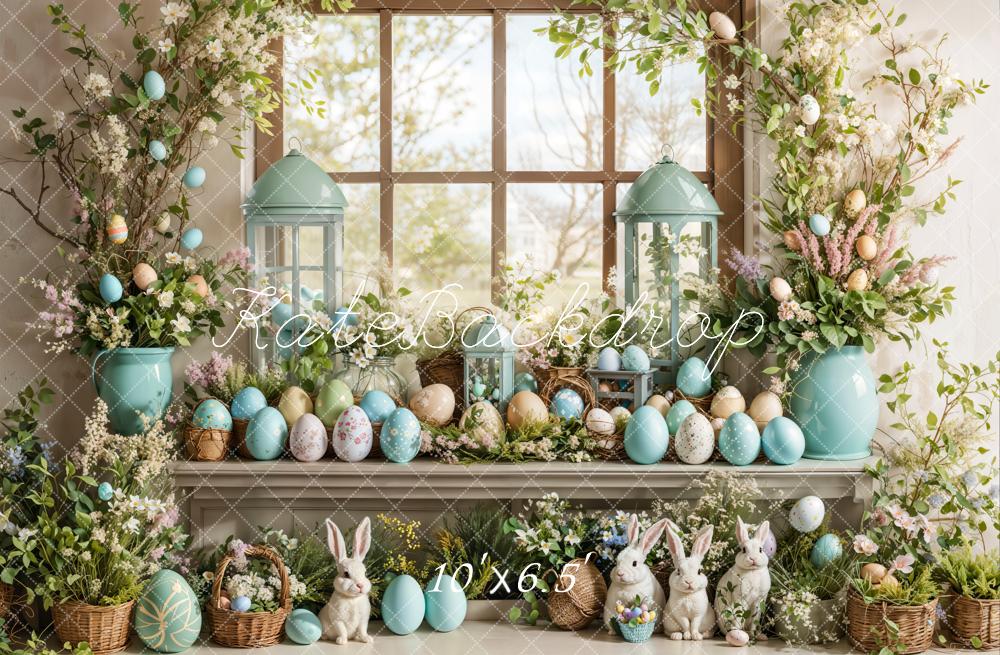 On Sale Kate Easter Bunny Egg Floral Window Backdrop Designed by Emetselch -UK