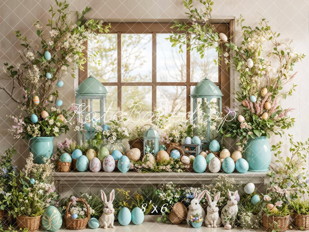 On Sale Kate Easter Bunny Egg Floral Window Backdrop Designed by Emetselch -UK