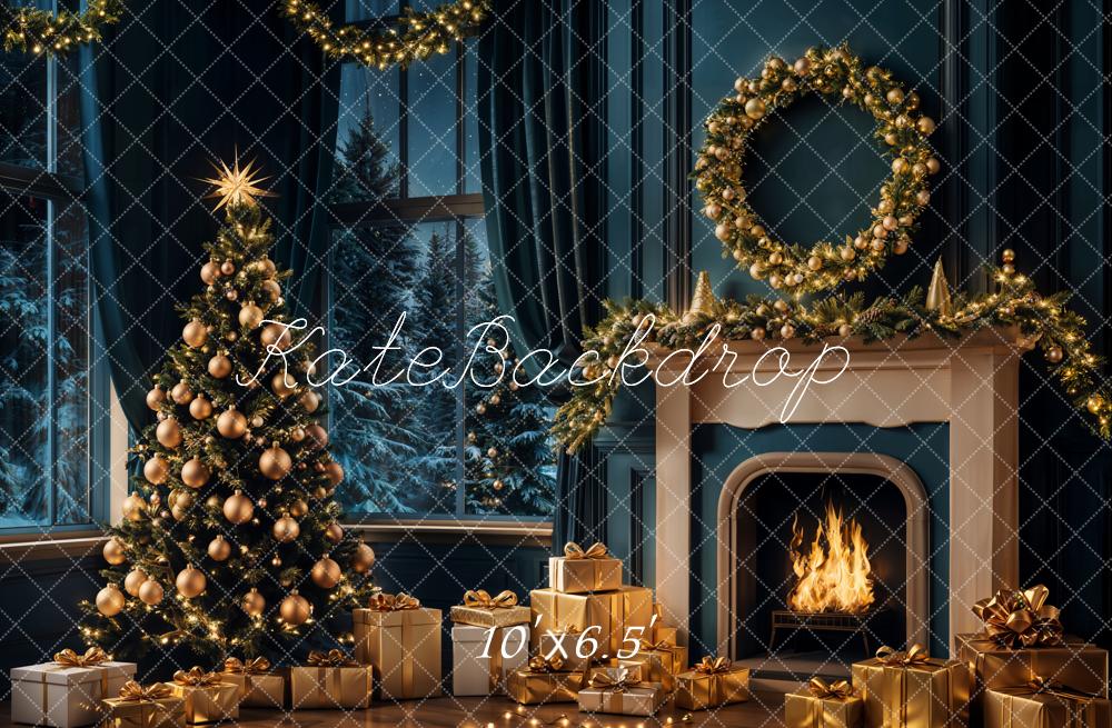 Lightning Deals Kate Christmas Tree Night Fireplace Retro Backdrop Designed by Emetselch -UK