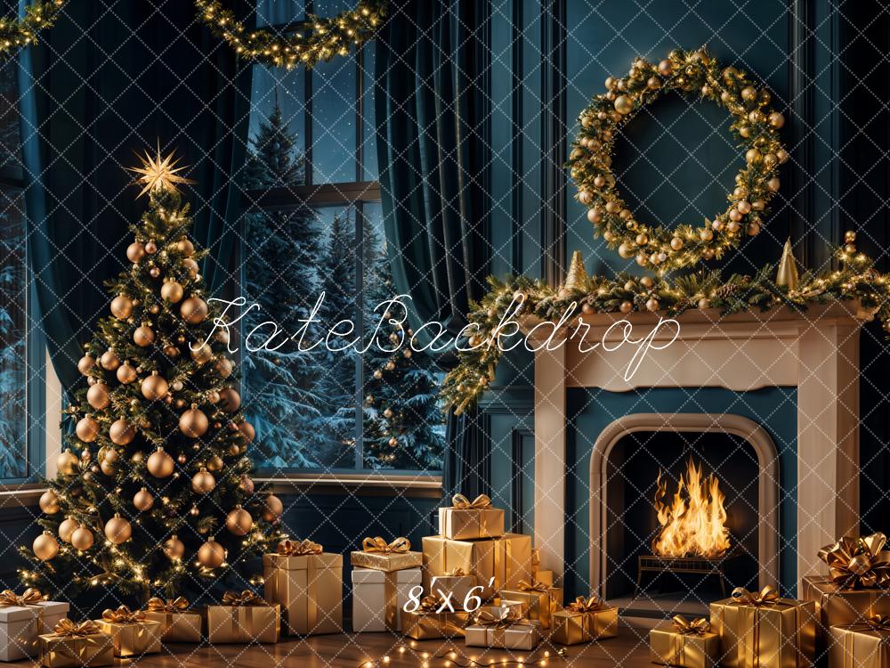 Lightning Deals Kate Christmas Tree Night Fireplace Retro Backdrop Designed by Emetselch -UK