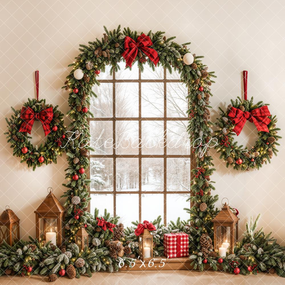 Kate Christmas Wreath Arched Window Backdrop Designed by Emetselch