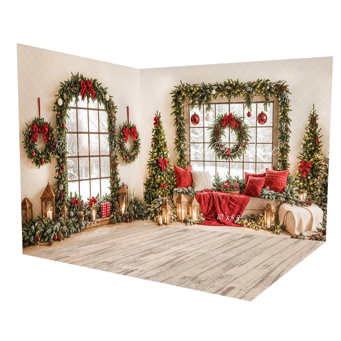 Kate Christmas Window Garland Red Blanket Room Set