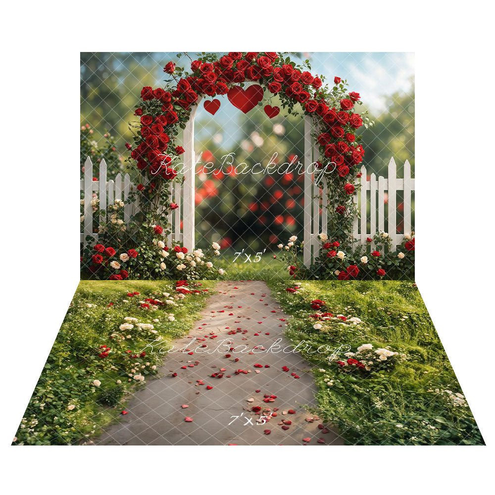 Kate Rose Arch Romantic Garden Backdrop+Romantic Rose Path Floor Backdrop -UK