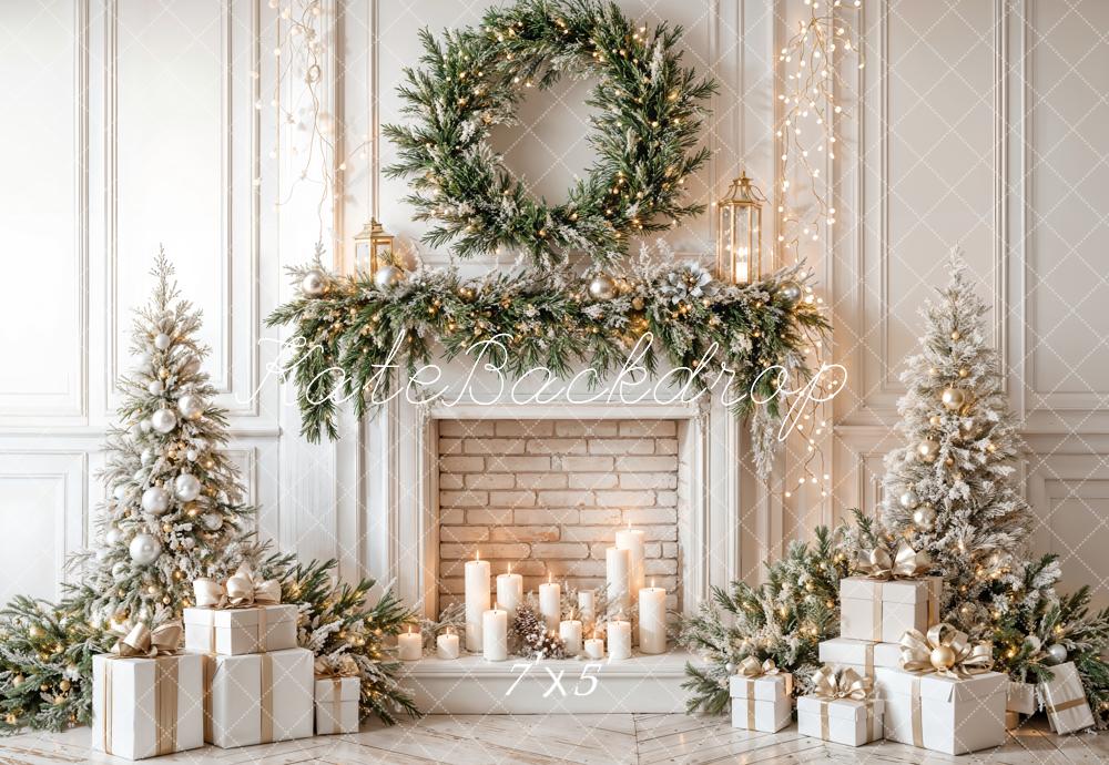 Kate Christmas Tree Fireplace Garland Backdrop Designed by Emetselch