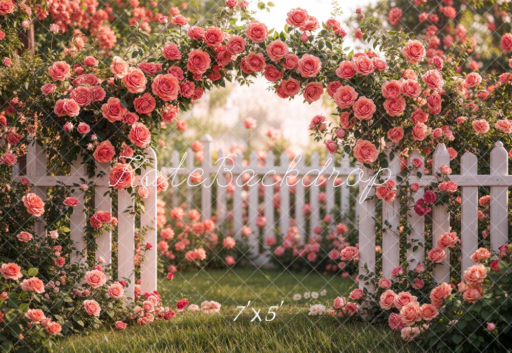 Kate Spring Flower Pink Rose Garden Backdrop Designed by Emetselch