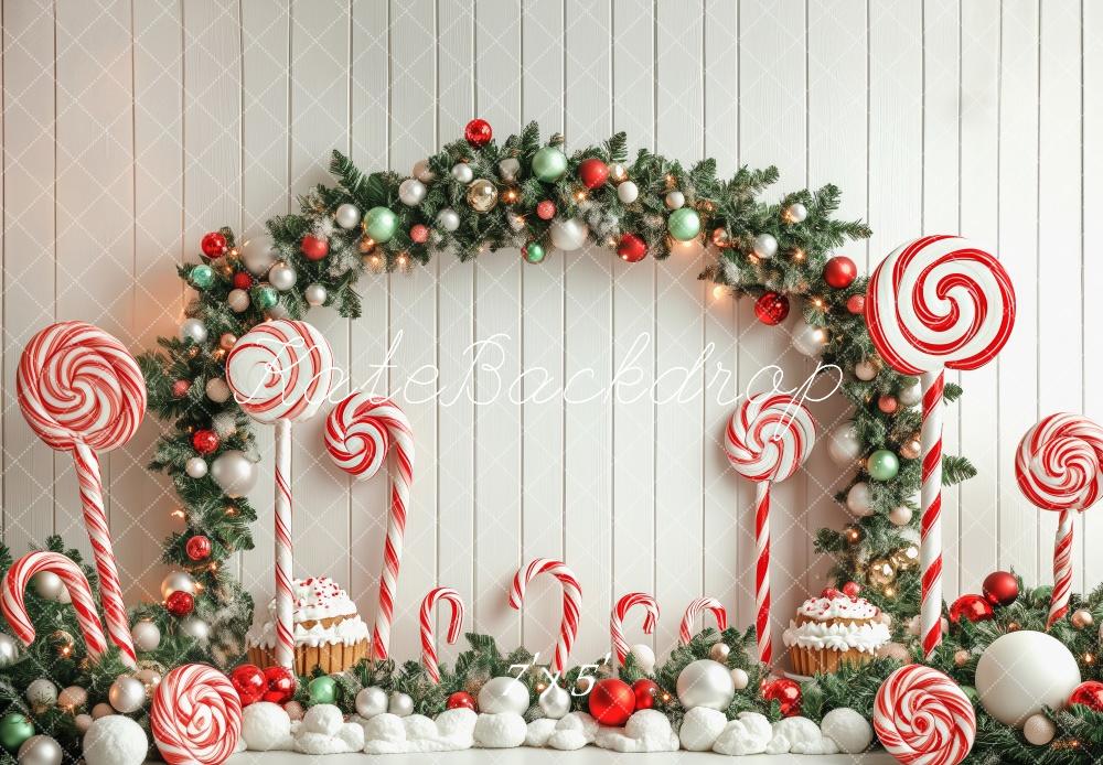 Kate Christmas Candy Cane Arch Lollipop Backdrop Designed by Patty Robert