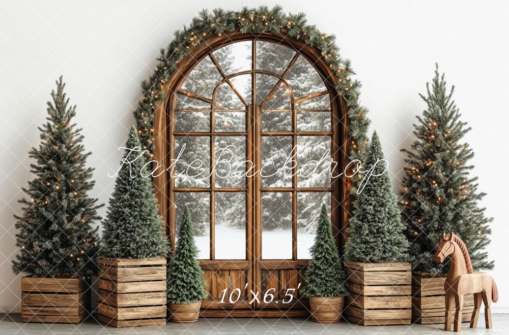 Lightning Deals Kate Christmas Tree Rustic Arched Window Backdrop Designed by Patty Robert -UK