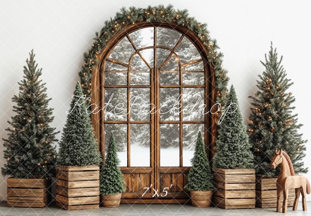 Lightning Deals Kate Christmas Tree Rustic Arched Window Backdrop Designed by Patty Robert