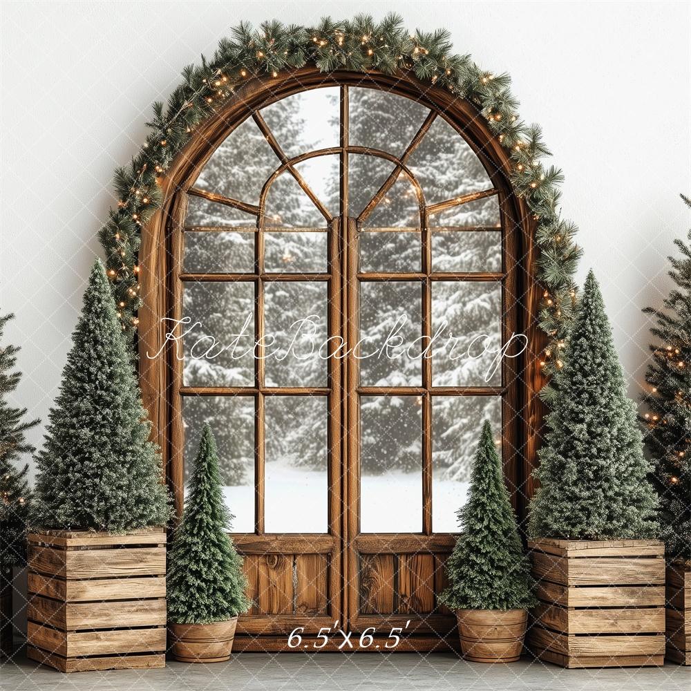 Lightning Deals Kate Christmas Tree Rustic Arched Window Backdrop Designed by Patty Robert