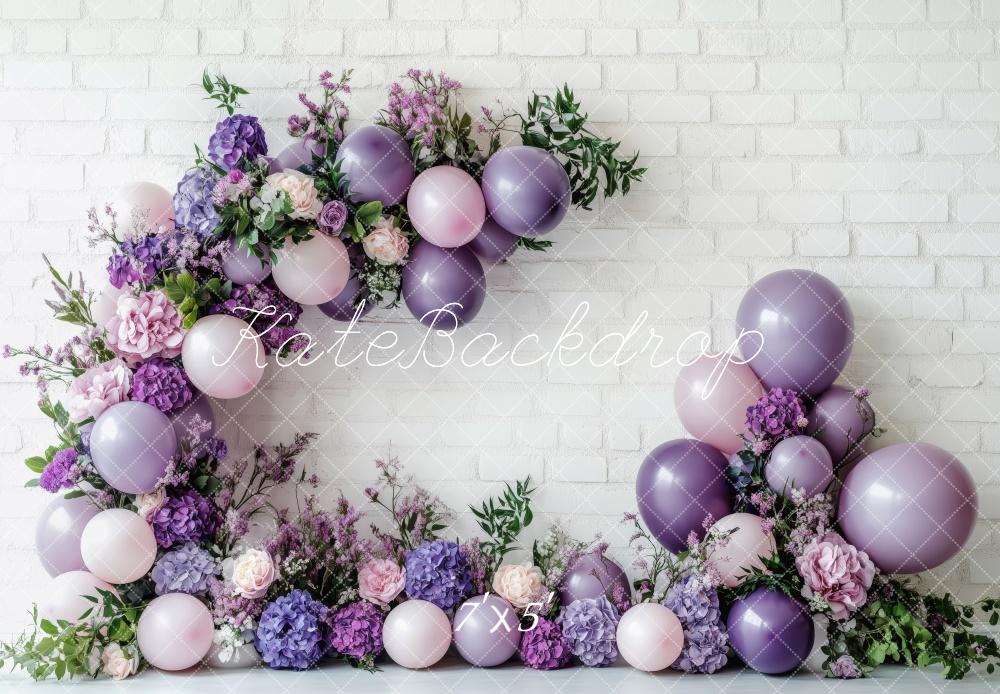 Lightning Deals Kate Floral Purple Balloon Backdrop Designed by Patty Robert -UK