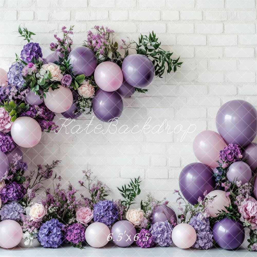 Kate Floral Purple Balloon Backdrop Designed by Patty Robert