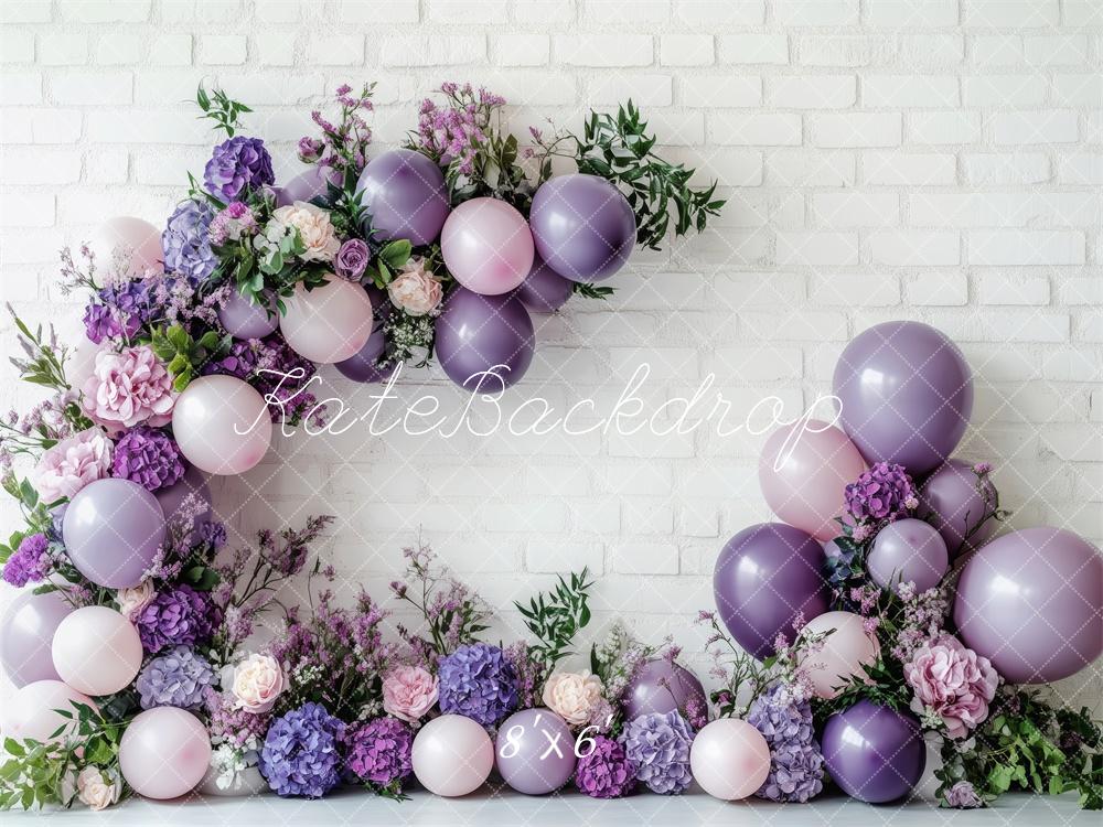 Lightning Deals Kate Floral Purple Balloon Backdrop Designed by Patty Robert -UK